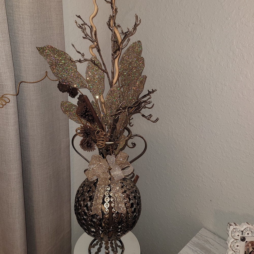 Elegant Brown Decorative Vase with Glitter Accents